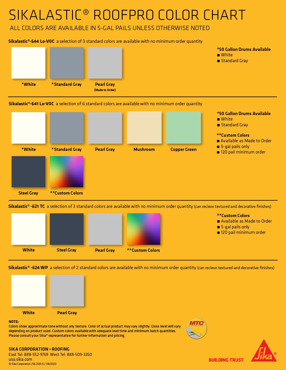 Sikalastic RoofPro Color Chart