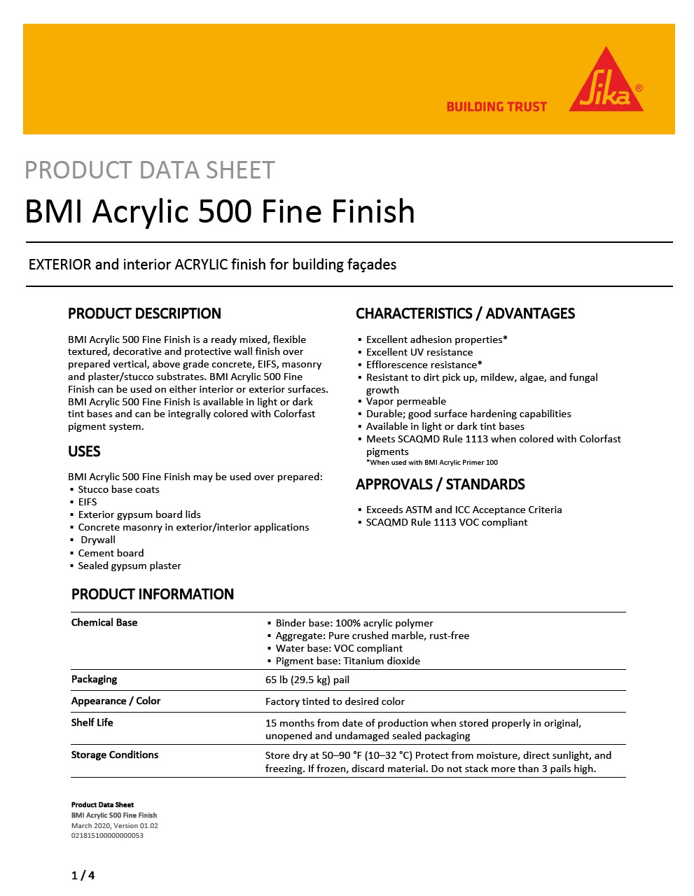 BMI Acrylic 500 Fine Finish