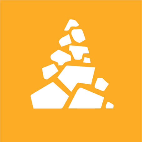 yellow and white graphic of course aggregates that look like rocks in a pile