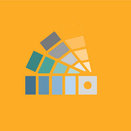 color chip cards ranging in colors from white to blue