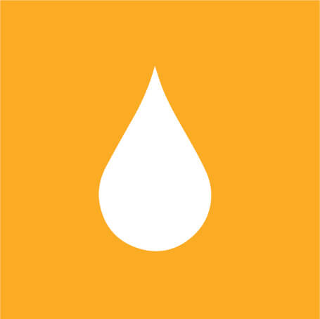 yellow and white graphic of a drop of water